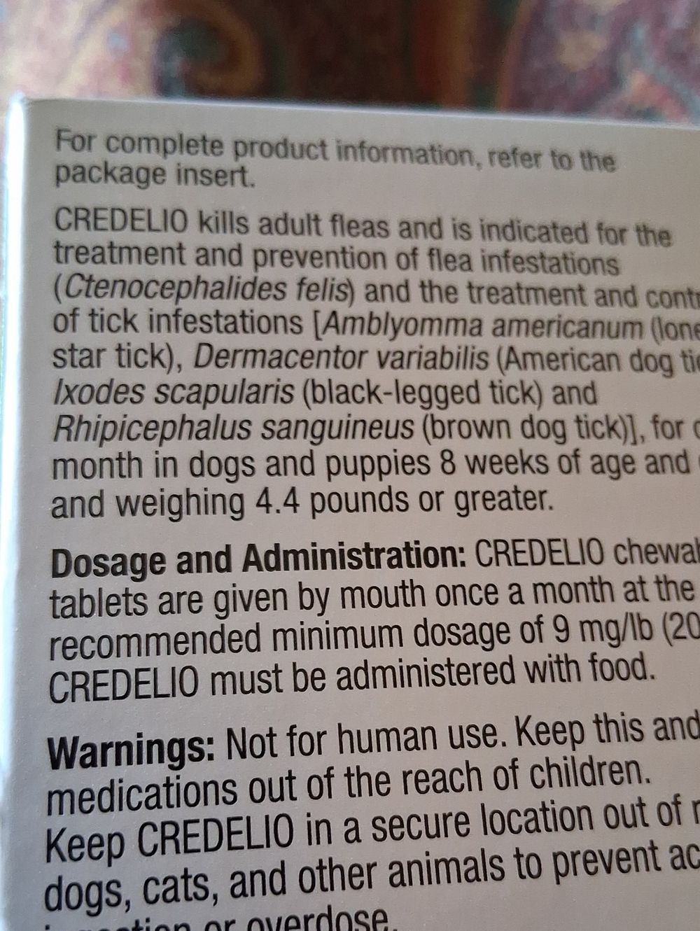 Elan Pet Medication Information Insert - Black and White
